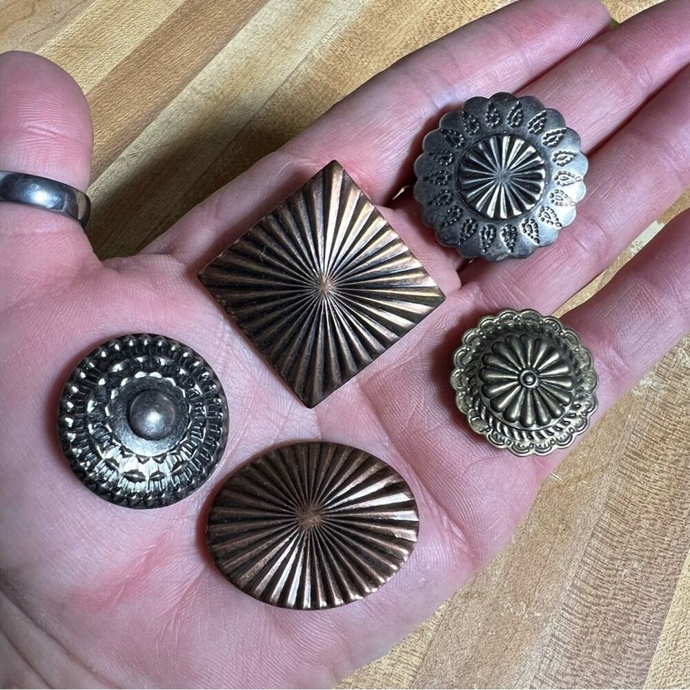Vintage 90s Button Covers Cowgirl Mixed Metal Aztec southwestern Geometric
